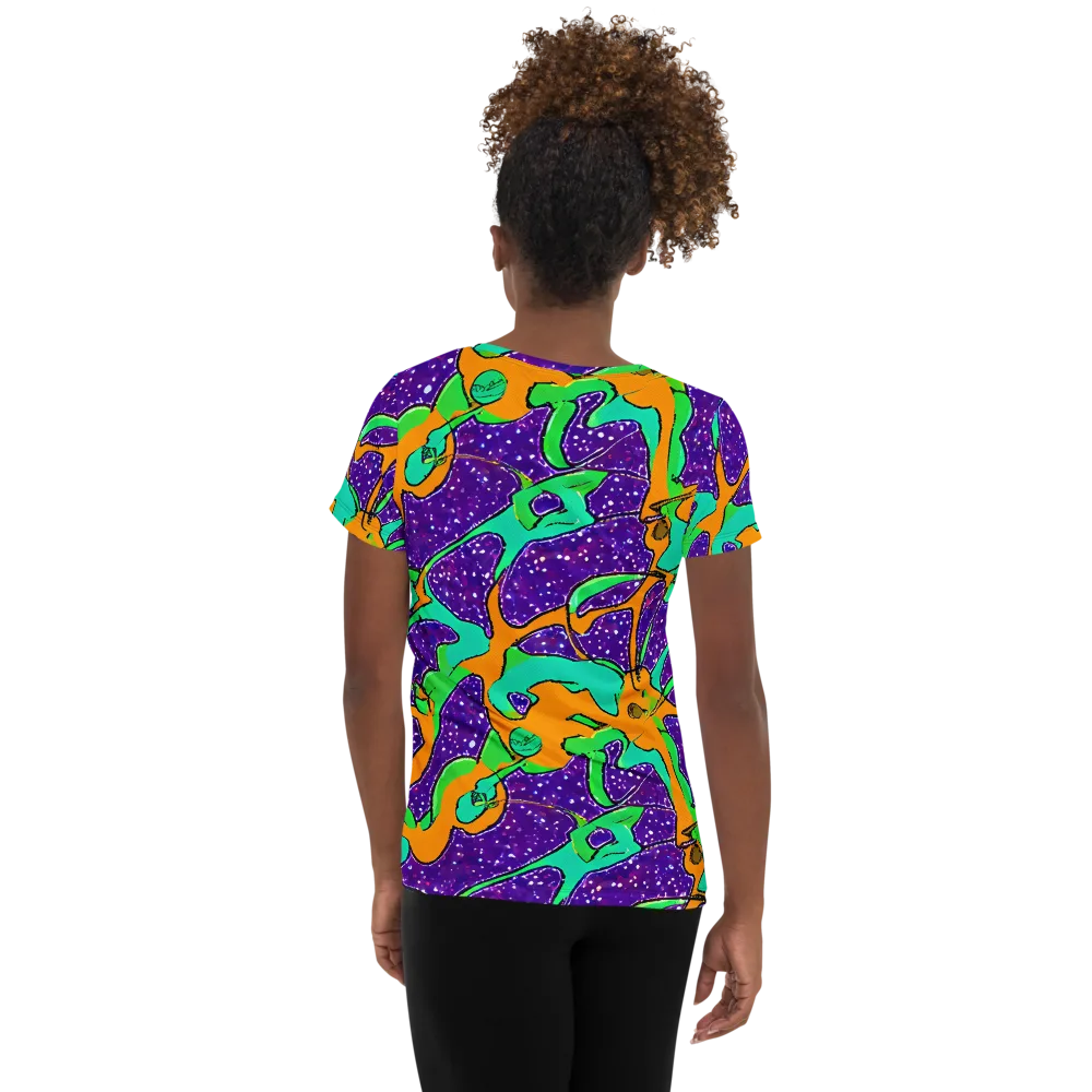 Orchid Aftershock on Women's Athletic T-Shirt — Back