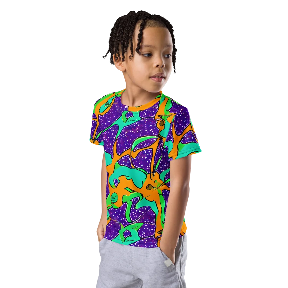 Orchid Aftershock on Kids Crew Neck T-Shirt — Left Front