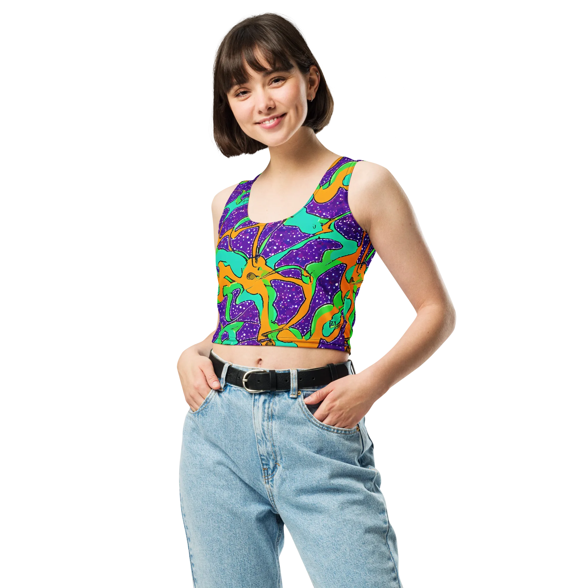 Orchid Aftershock on Crop Top — Front