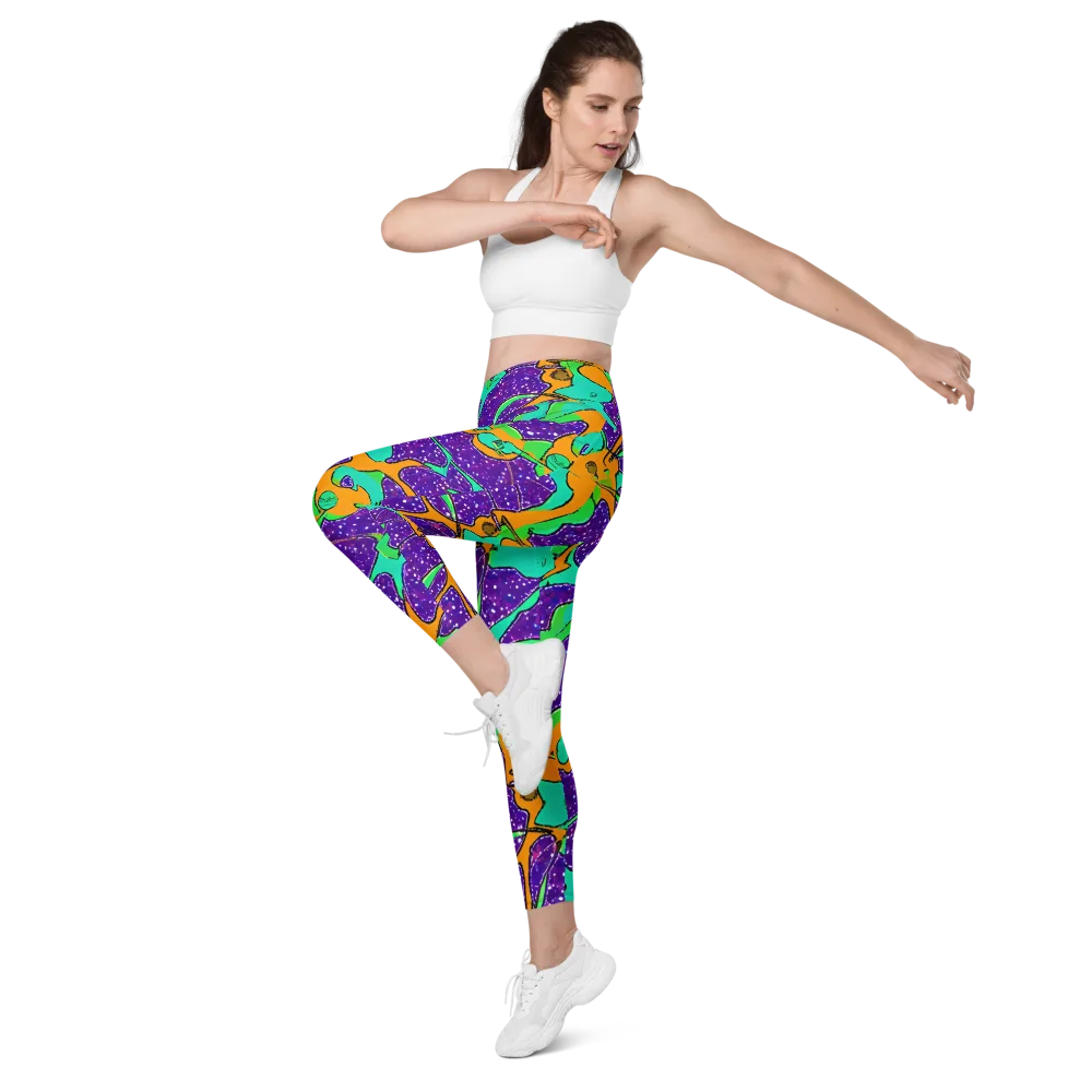 Orchid Aftershock on Leggings with Pockets — Left Front