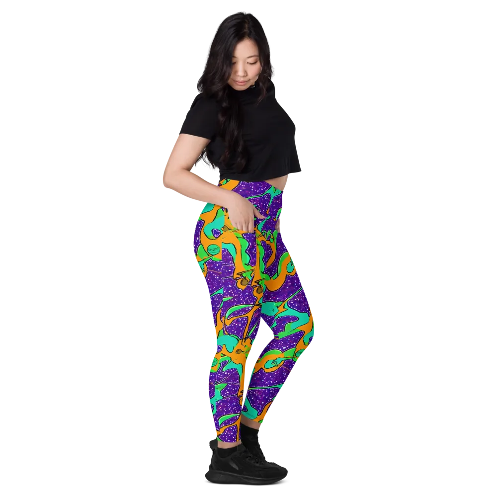 Orchid Aftershock on Leggings with Pockets — Right