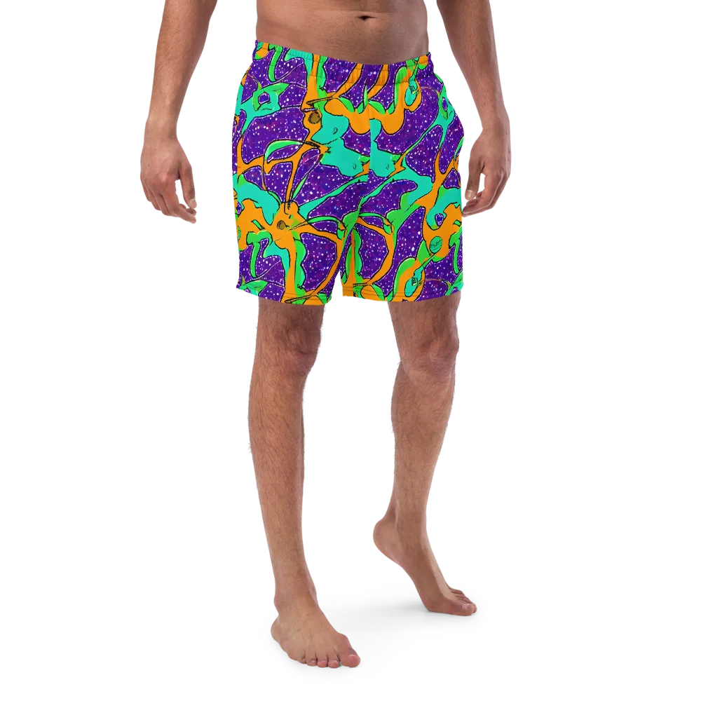 Orchid Aftershock on Swim Trunks — Front