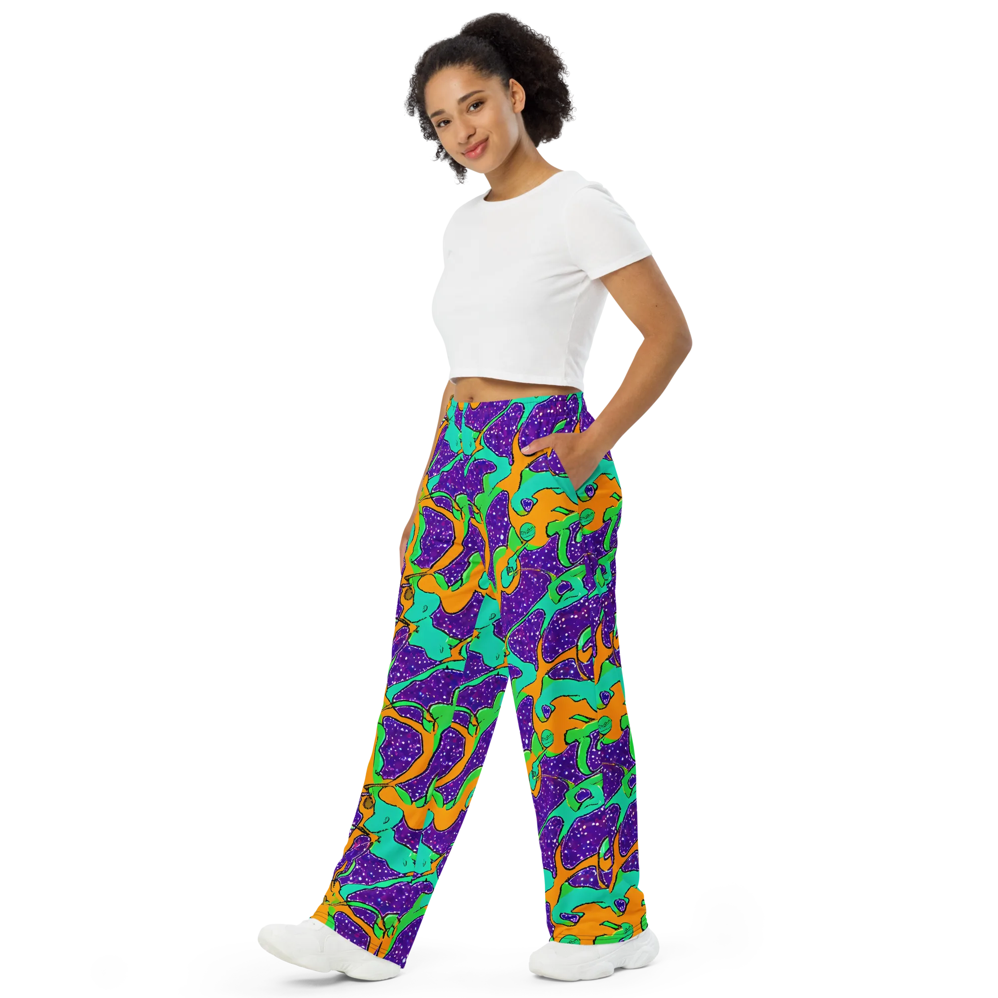 Orchid Aftershock on Wide-Leg Pants — Left Front