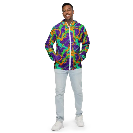 Orchid Aftershock on a Men's Windbreaker