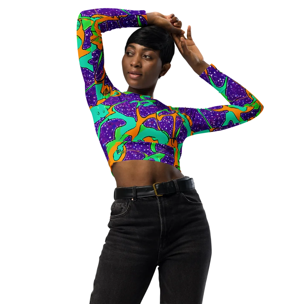 Orchid Aftershock on Long Sleeve Crop Top — Front
