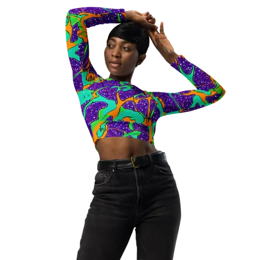 Orchid Aftershock on a Long Sleeve Crop Top