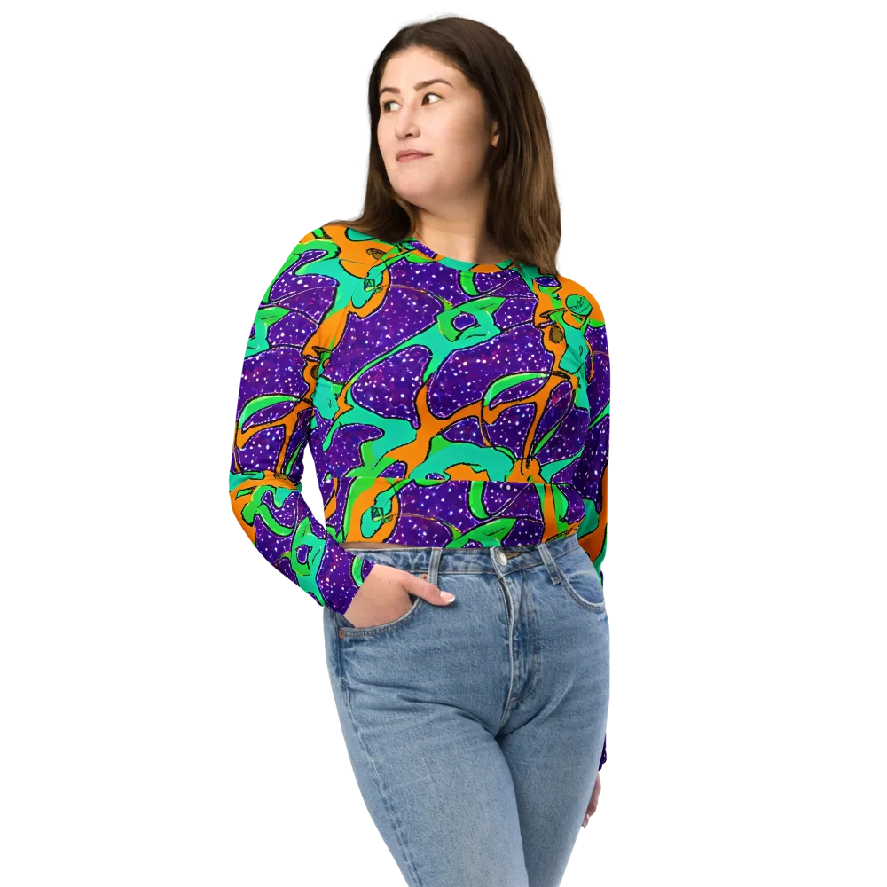 Orchid Aftershock on Long Sleeve Crop Top — Front