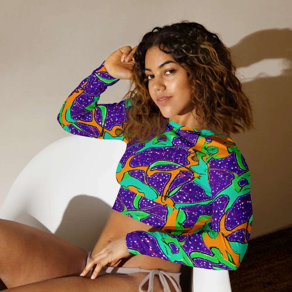 Orchid Aftershock on Long Sleeve Crop Top — Left Front