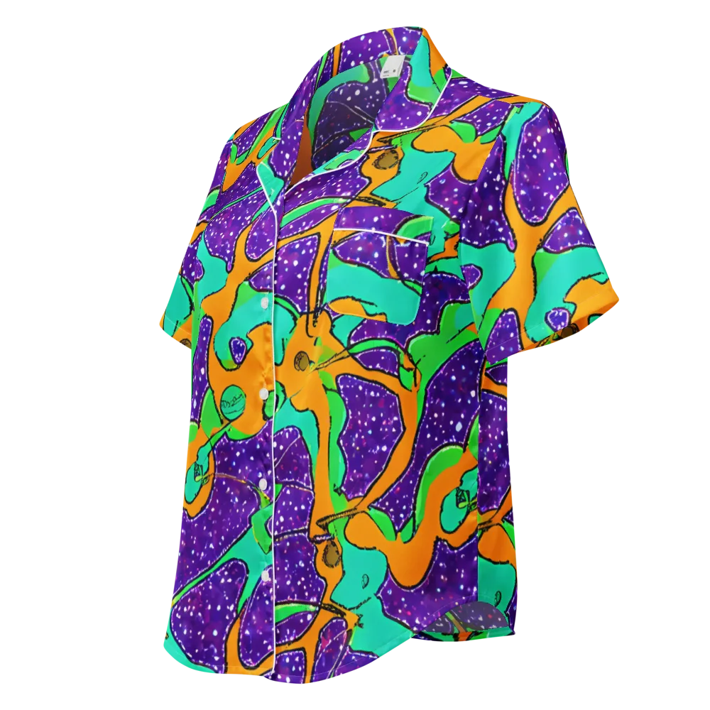 Orchid Aftershock on Women's Short Sleeve Pajama Top — Left Front