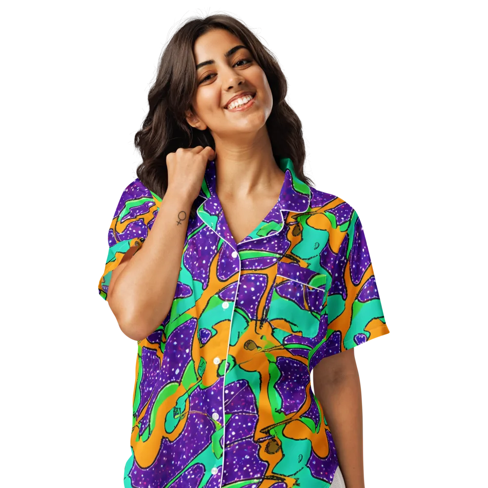 Orchid Aftershock on Women's Short Sleeve Pajama Top — Front
