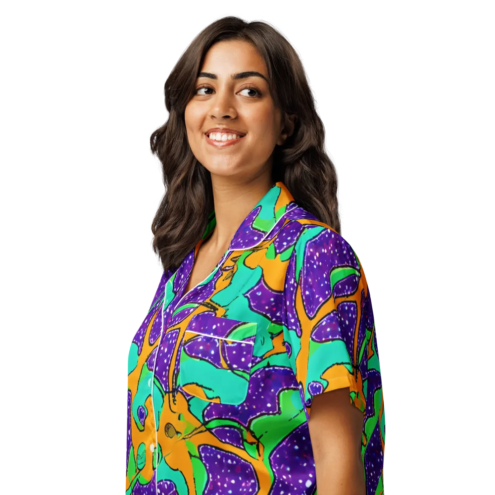 Orchid Aftershock on Women's Short Sleeve Pajama Top — Left Front