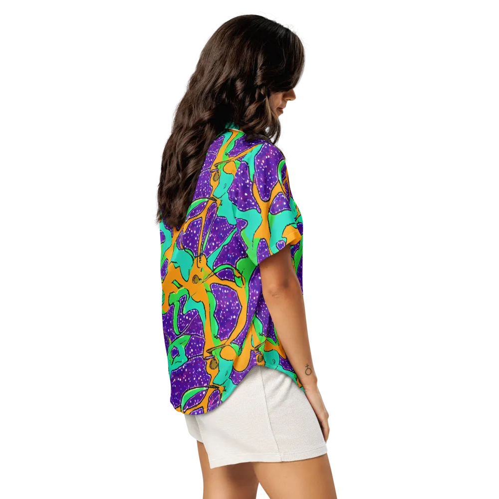 Orchid Aftershock on Women's Short Sleeve Pajama Top — Right Back