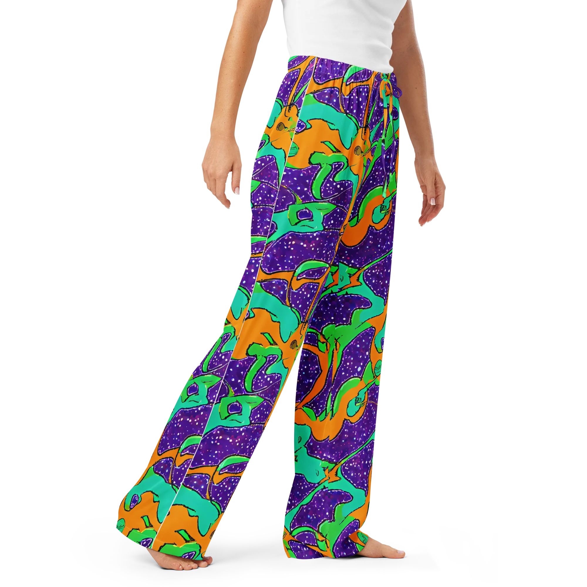 Orchid Aftershock on Women's Pajama Pants — Right Front