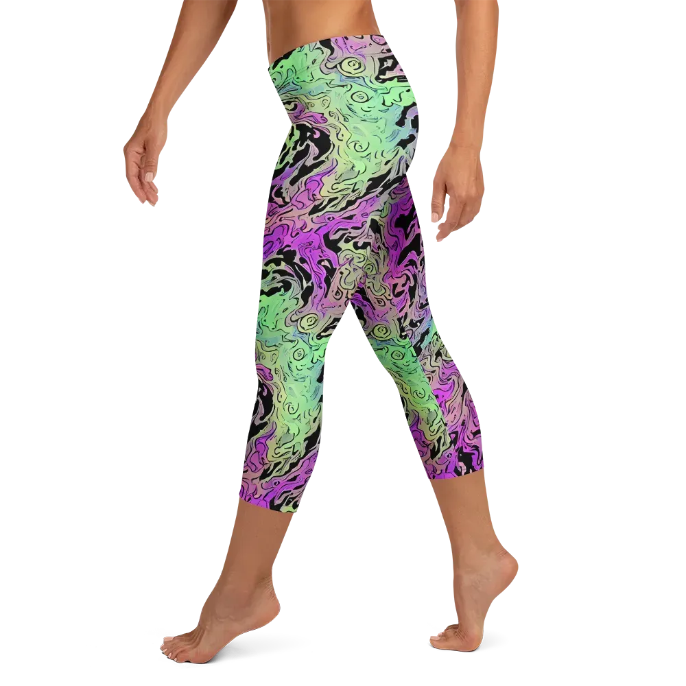 Psychedelic Ink on Capri Leggings — Left