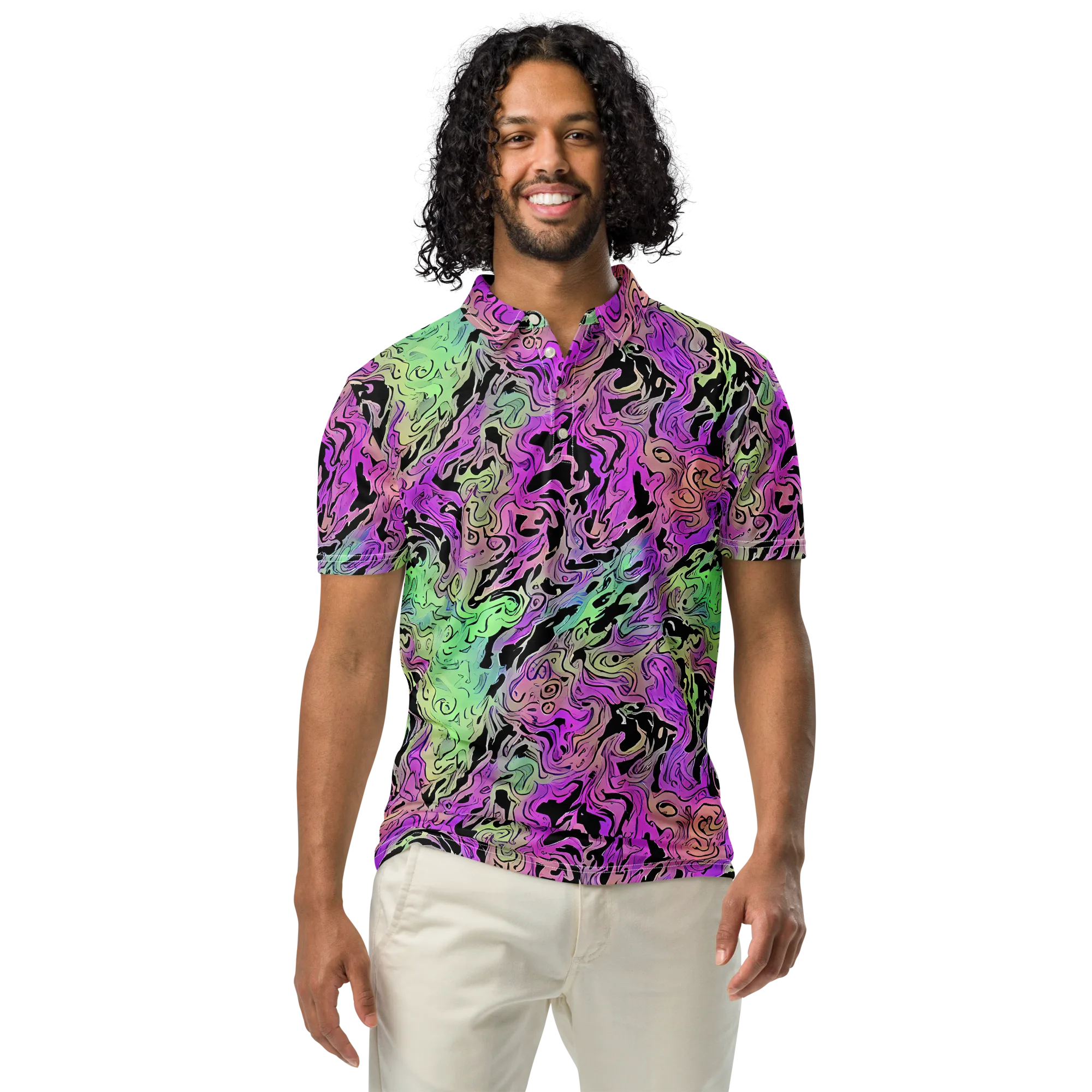Psychedelic Ink on Men's Slim Fit Polo Shirt — Front