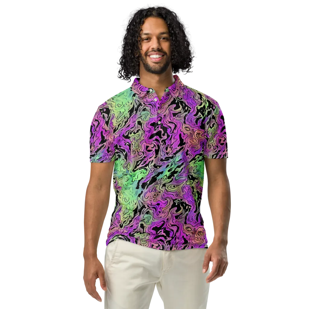 Psychedelic Ink on Men's Slim Fit Polo Shirt — Front