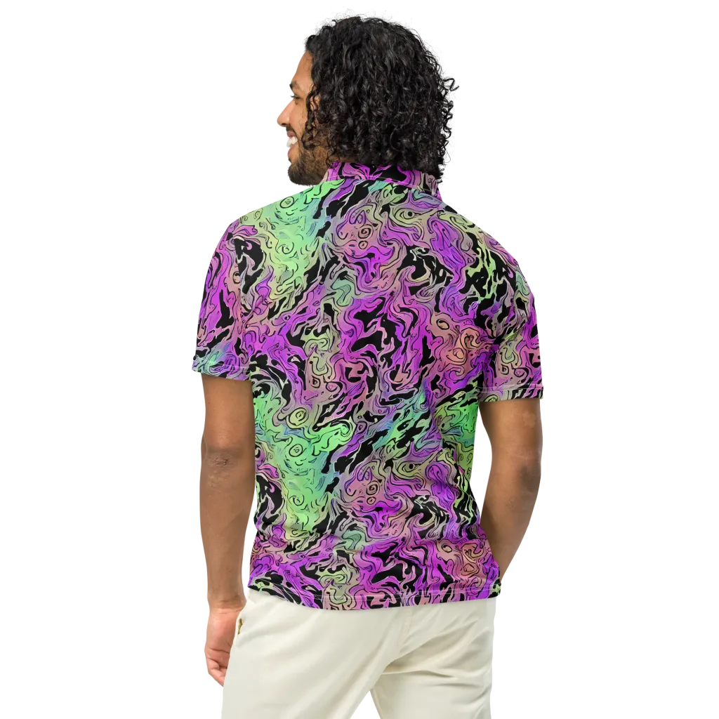 Psychedelic Ink on Men's Slim Fit Polo Shirt — Back