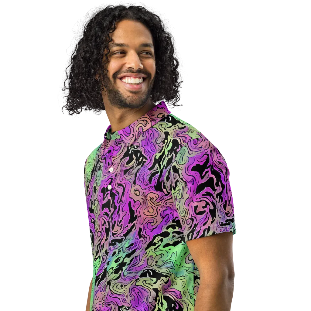 Psychedelic Ink on Men's Slim Fit Polo Shirt — Left Front