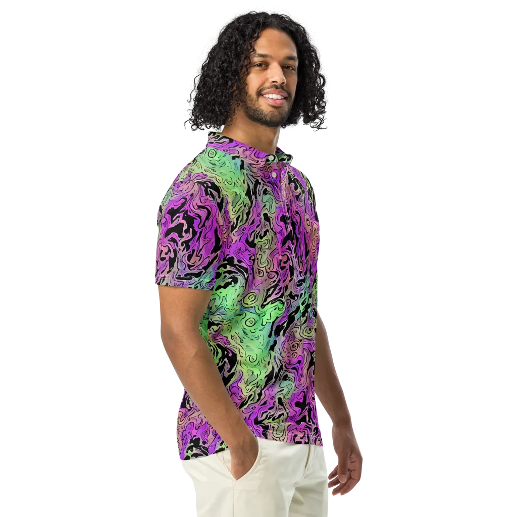 Psychedelic Ink on Men's Slim Fit Polo Shirt — Right Front