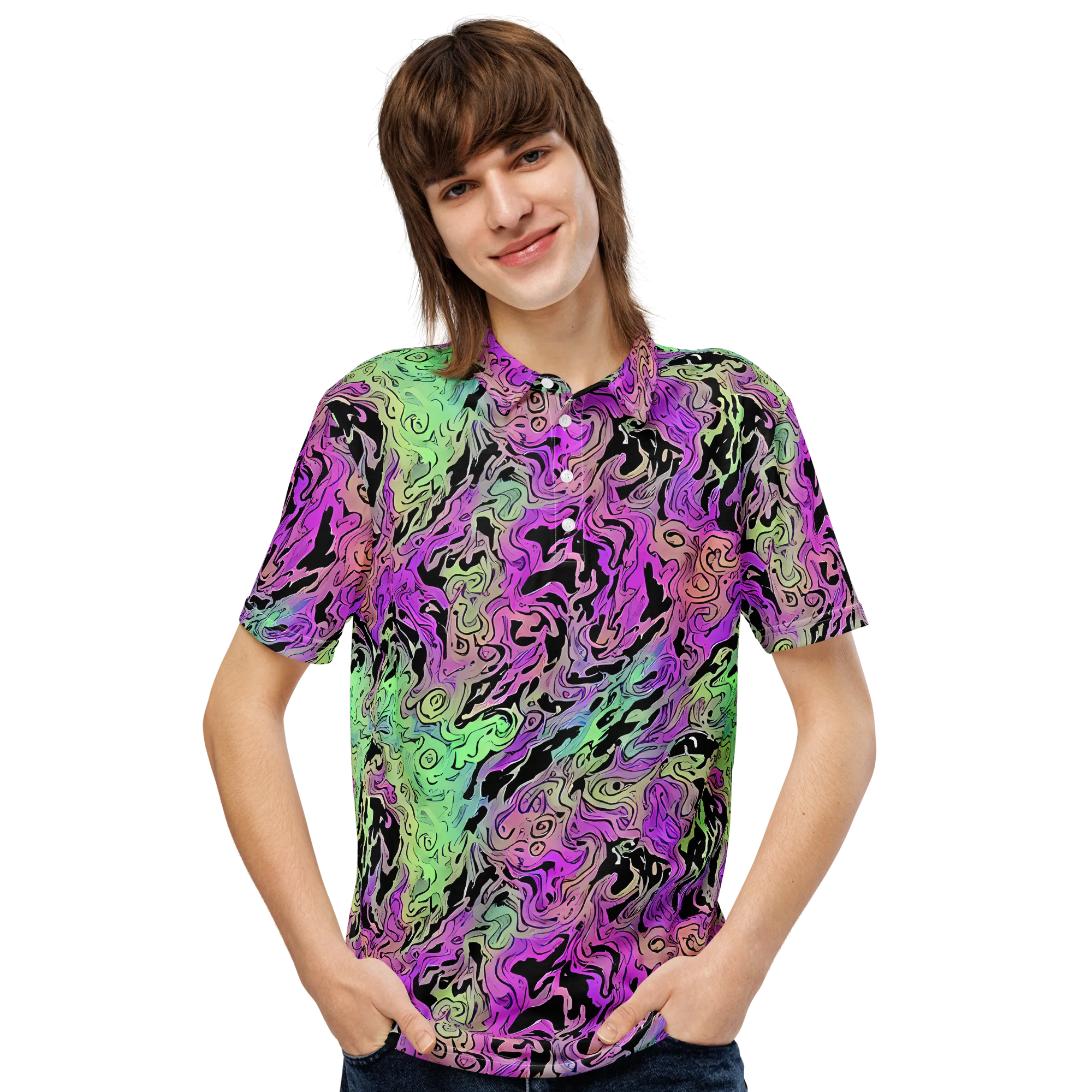 Psychedelic Ink on Men's Slim Fit Polo Shirt — Front