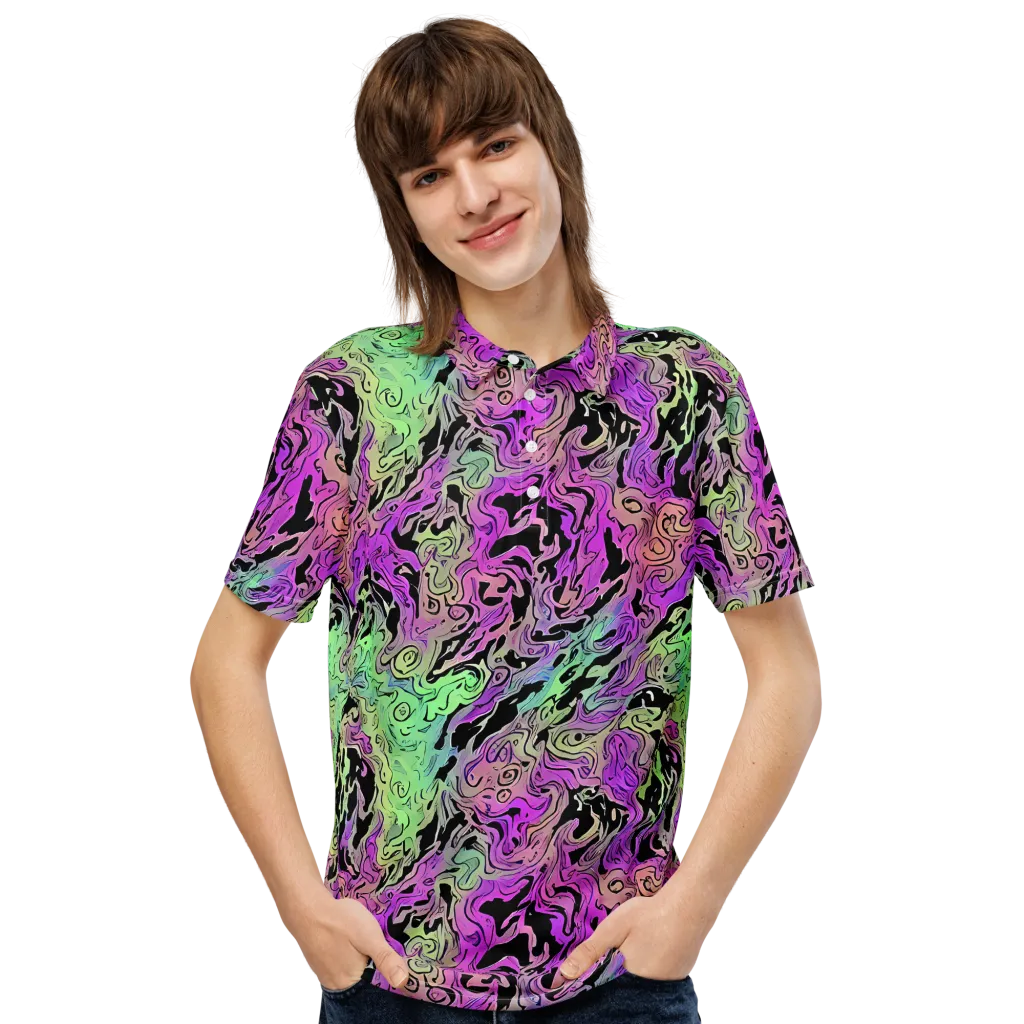 Psychedelic Ink on Men's Slim Fit Polo Shirt — Front