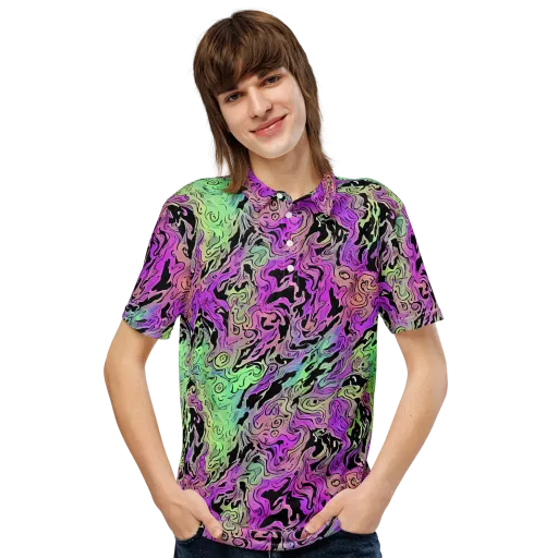 Psychedelic Ink on a Men's Slim Fit Polo Shirt