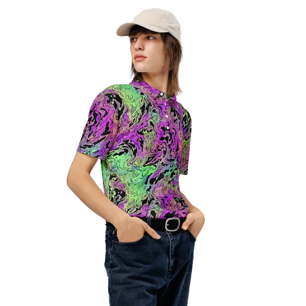 Psychedelic Ink on Men's Slim Fit Polo Shirt — Right Front