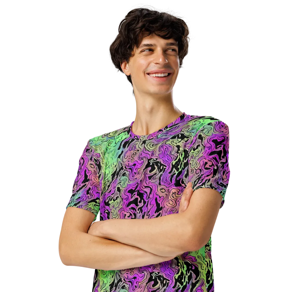 Psychedelic Ink on Men's Crew Neck T-Shirt — Left Front