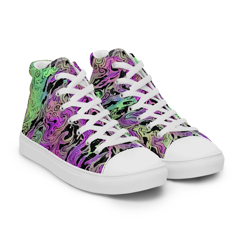 Psychedelic Ink on Men's High Top Canvas Shoes — Right Front