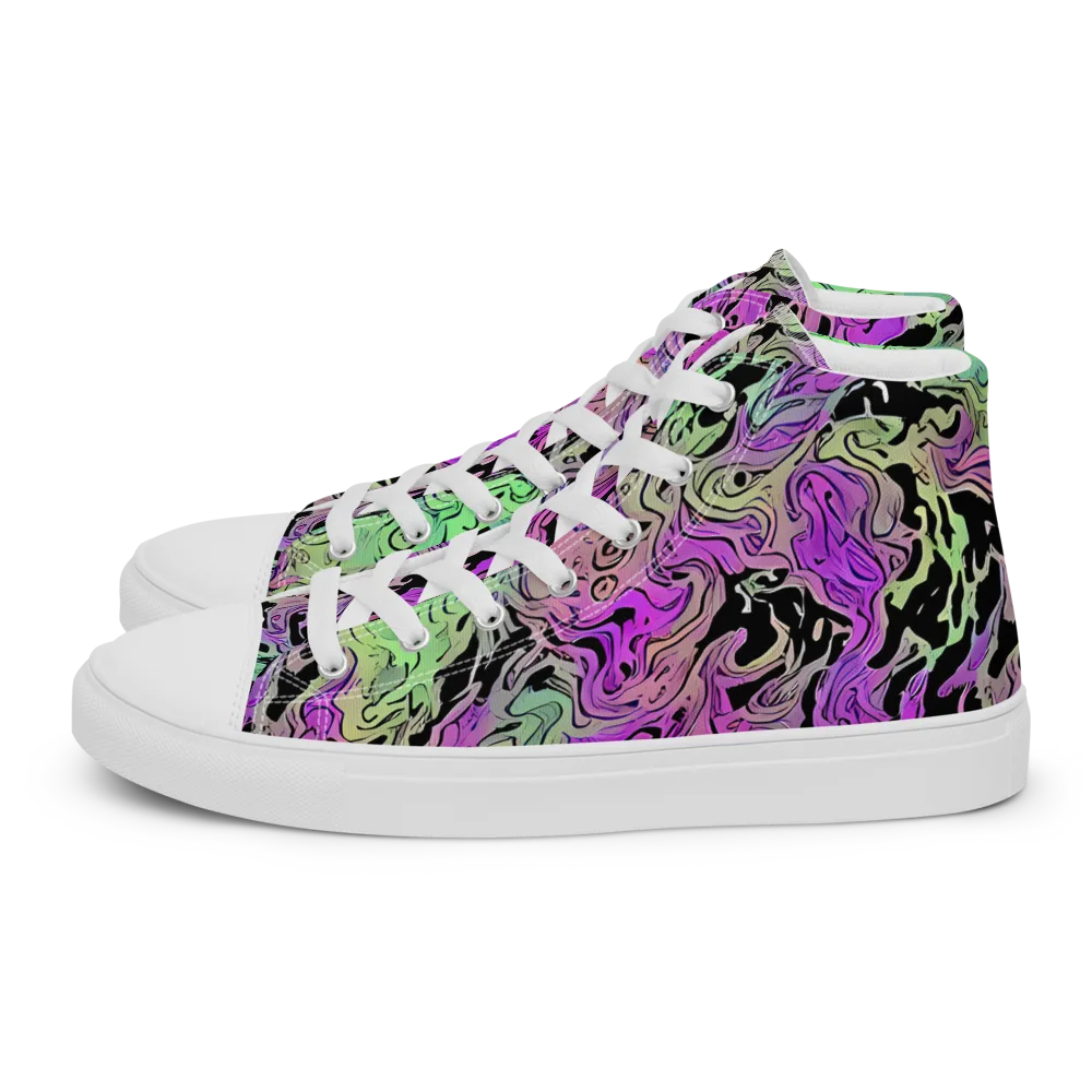 Psychedelic Ink on Men's High Top Canvas Shoes — Left