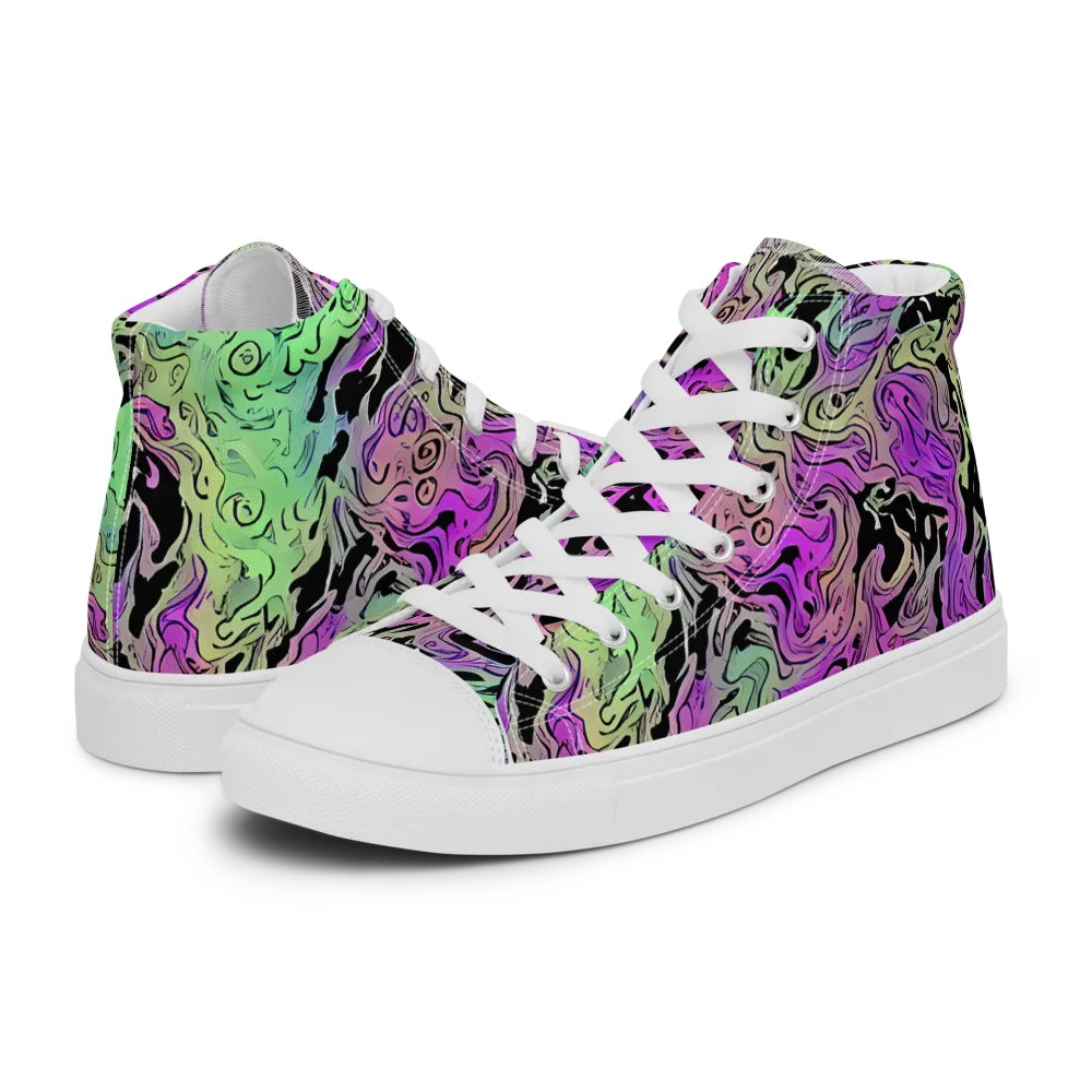 Psychedelic Ink on Men's High Top Canvas Shoes — Left