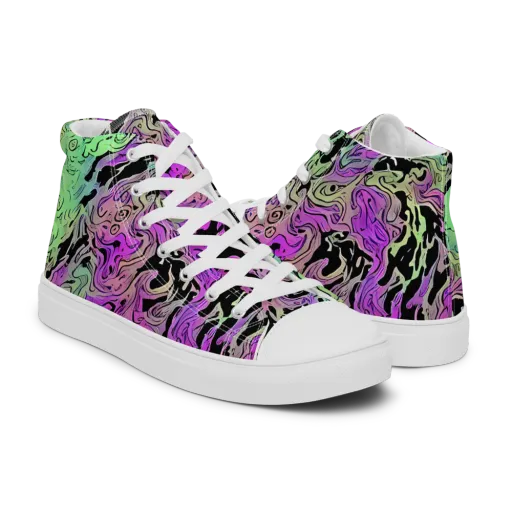 Psychedelic Ink on a Men's High Top Canvas Shoes