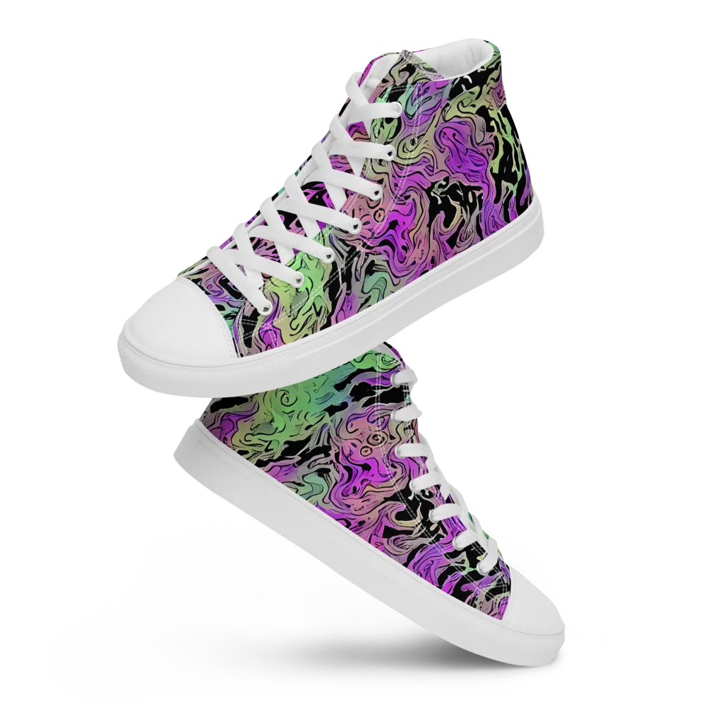 Psychedelic Ink on Men's High Top Canvas Shoes — Front