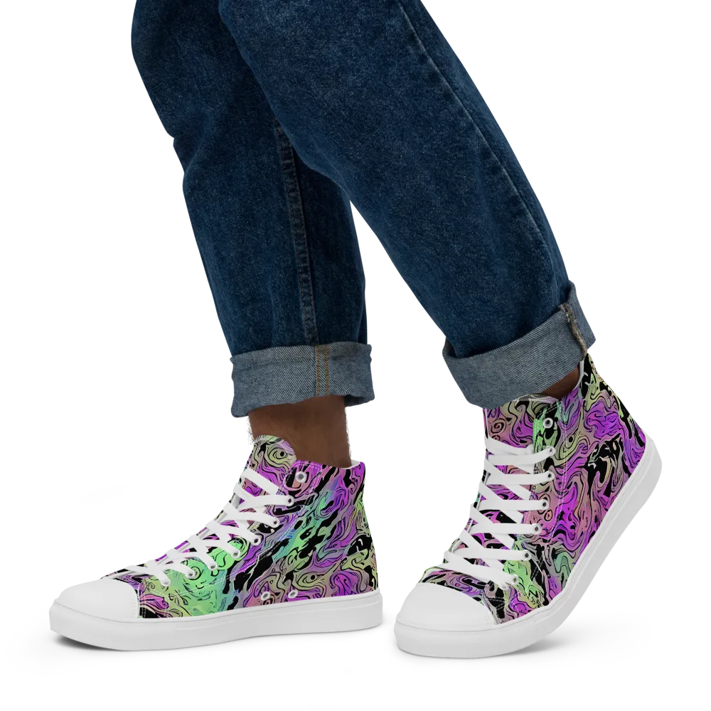 Psychedelic Ink on Men's High Top Canvas Shoes — Left