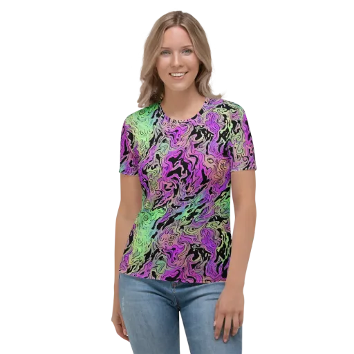 Psychedelic Ink on a Women's Crew Neck T-Shirt