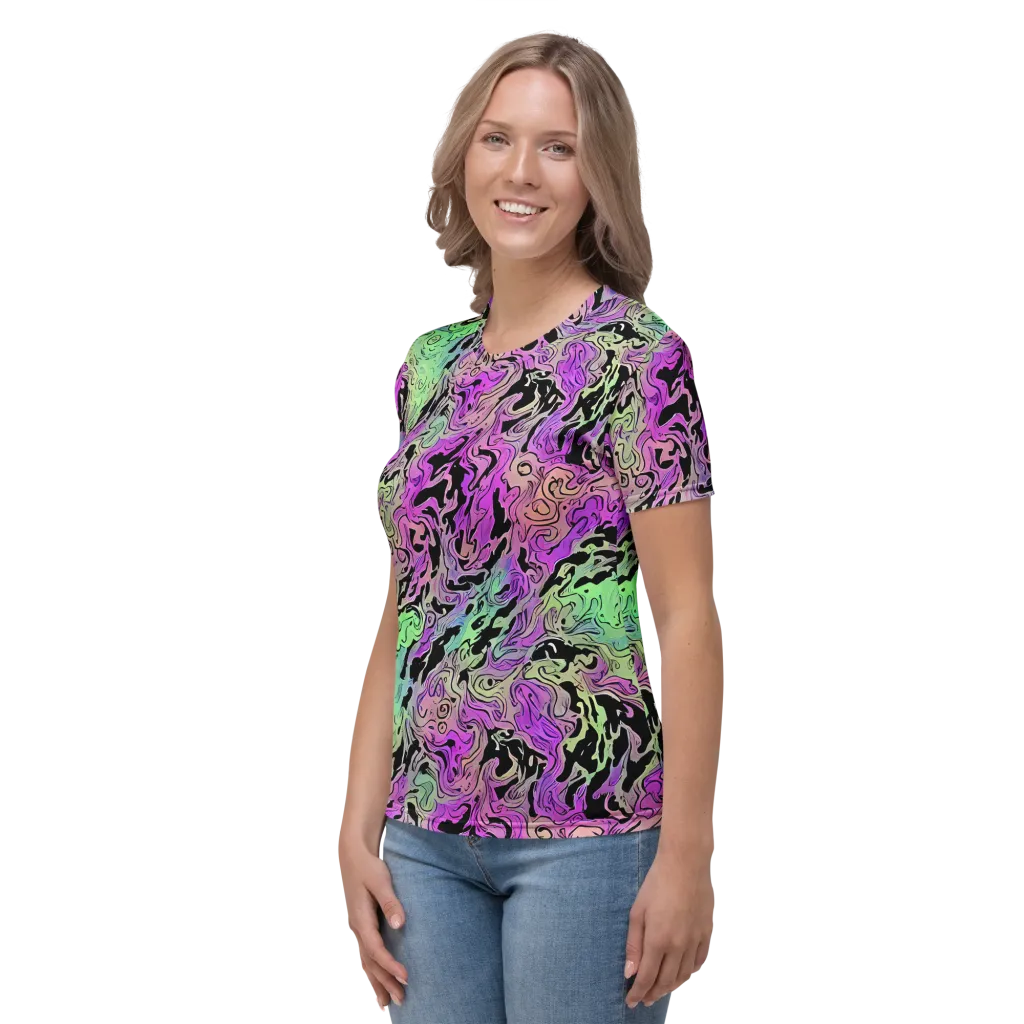 Psychedelic Ink on Women's Crew Neck T-Shirt — Left