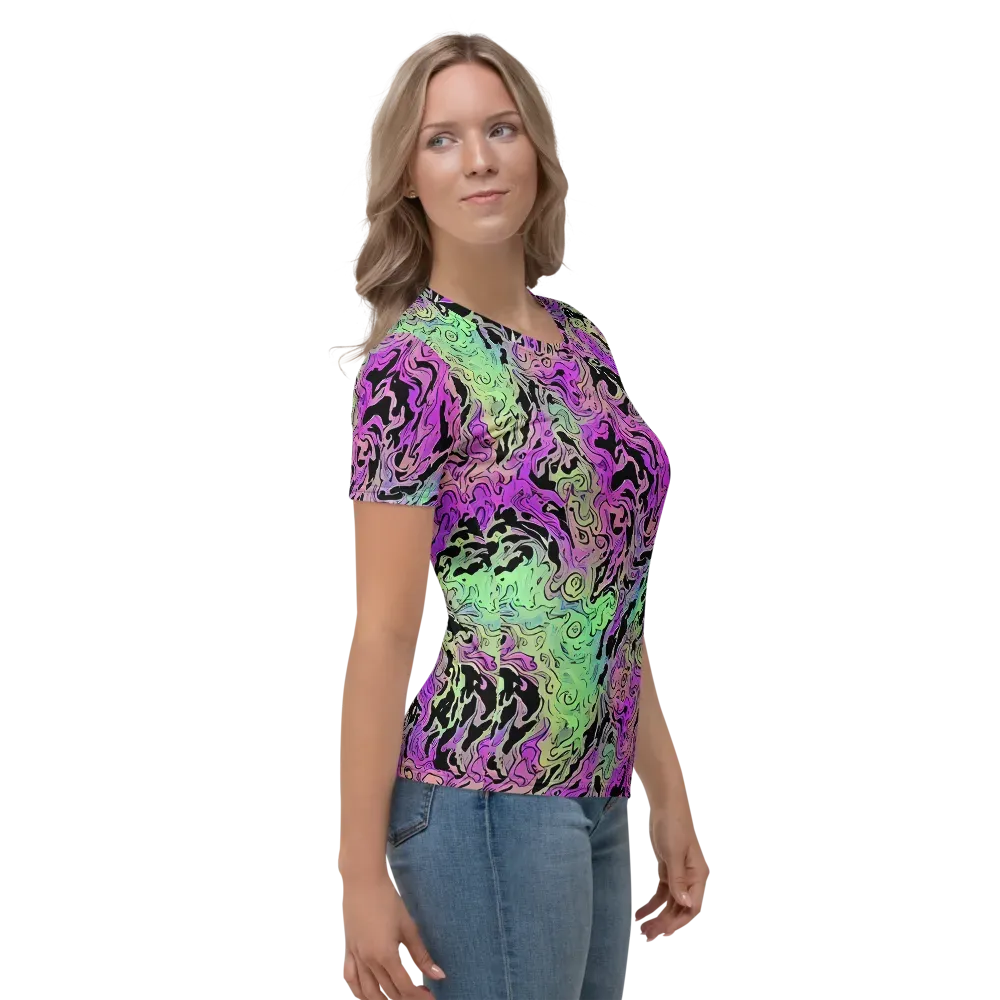 Psychedelic Ink on Women's Crew Neck T-Shirt — Right