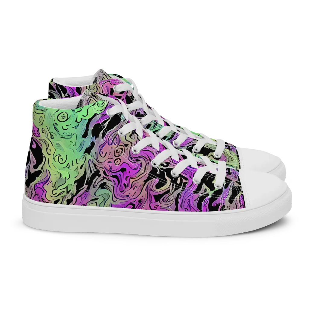 Psychedelic Ink on Women's High Top Canvas Shoes — Right