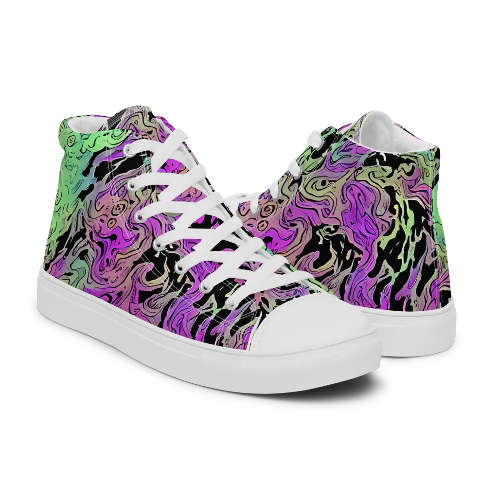 Psychedelic Ink on Women's High Top Canvas Shoes — Right