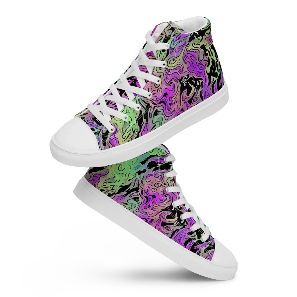 Psychedelic Ink on Women's High Top Canvas Shoes — Front
