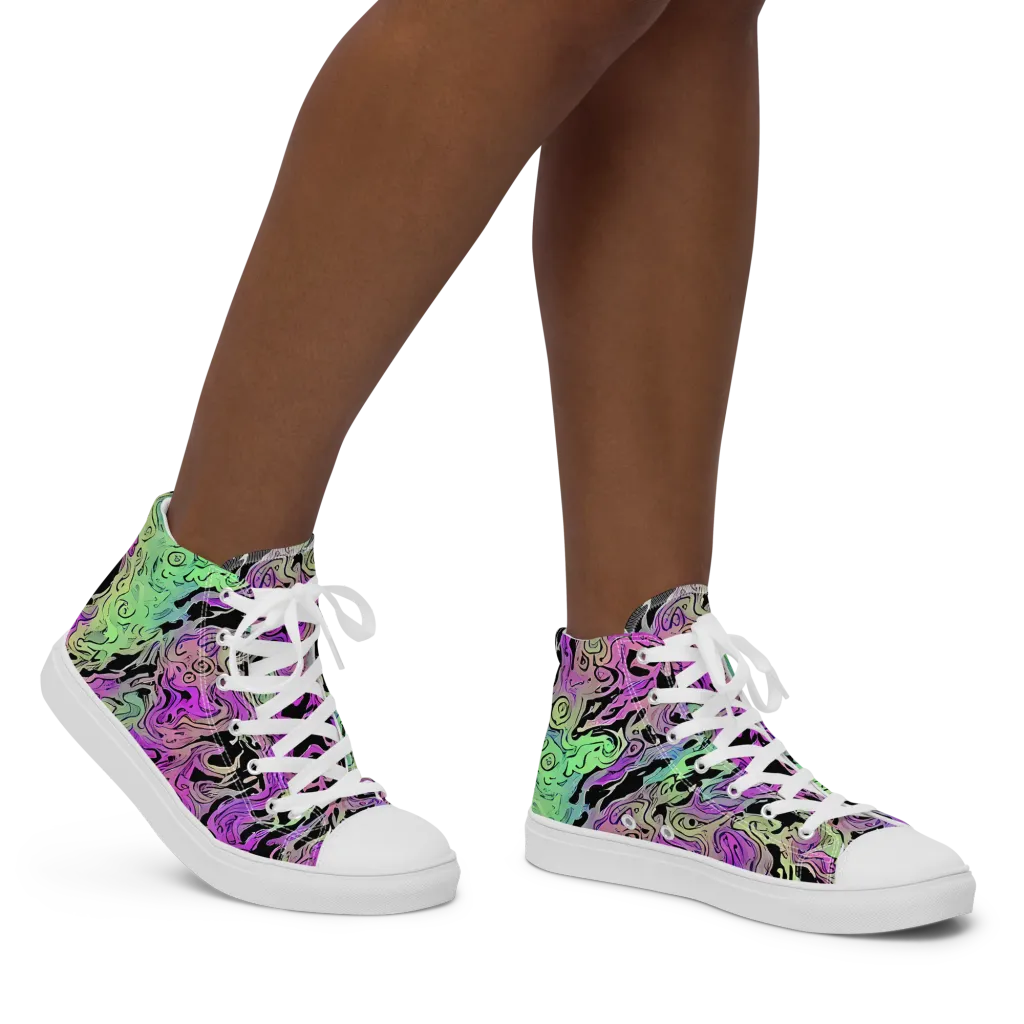 Psychedelic Ink on Women's High Top Canvas Shoes — Right
