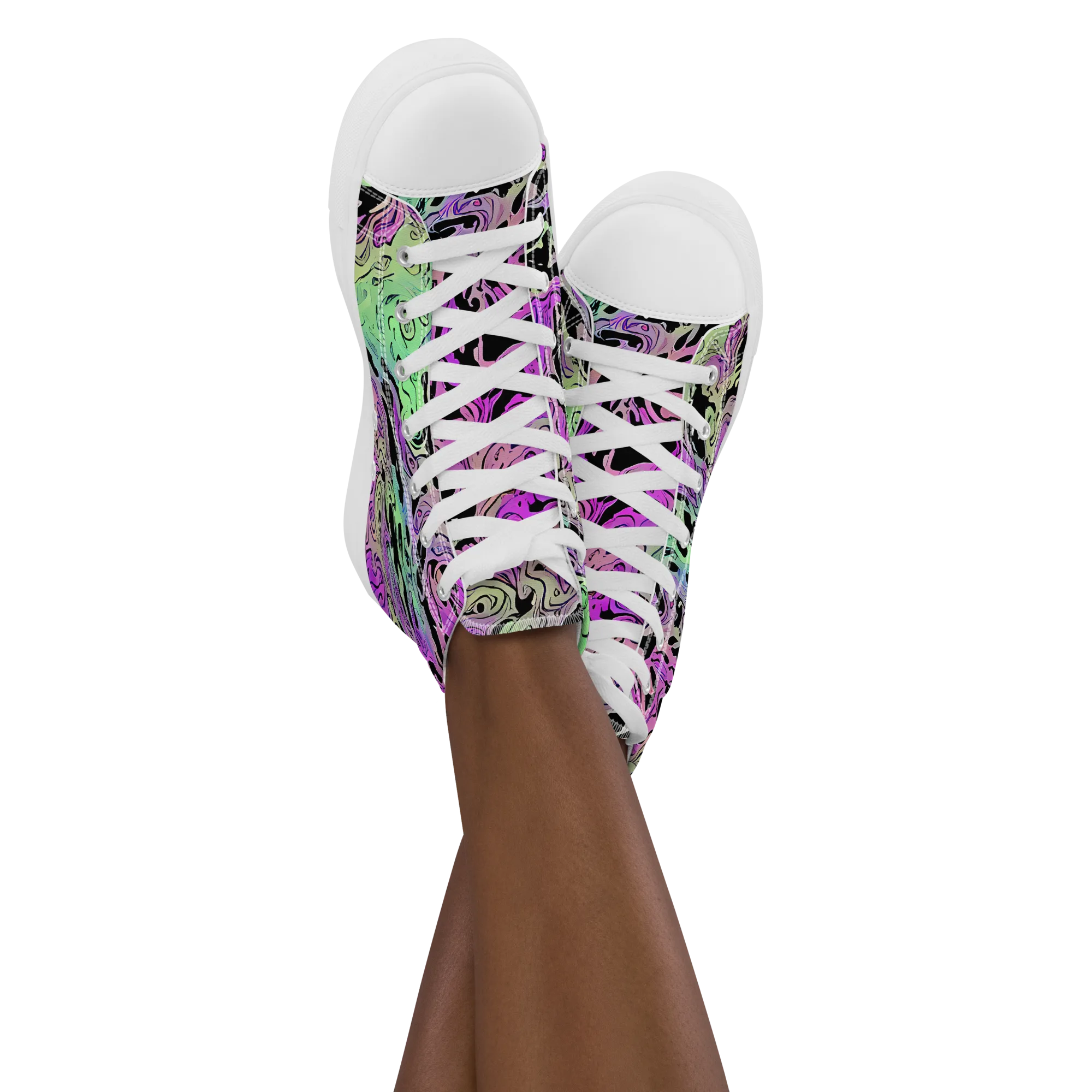 Psychedelic Ink on Women's High Top Canvas Shoes — Front