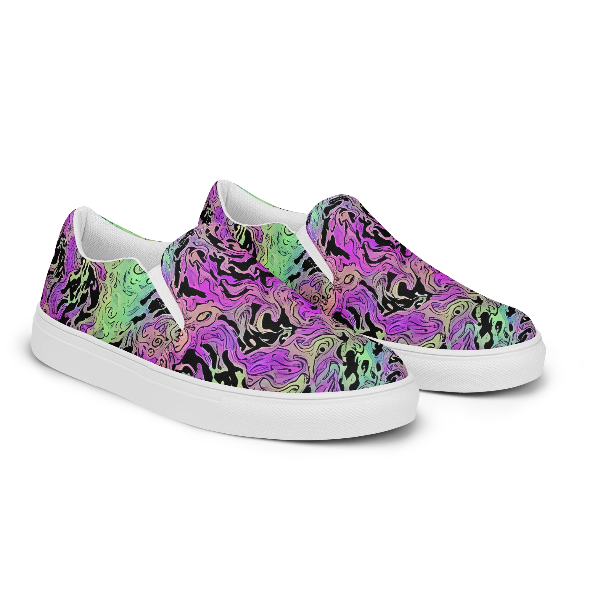 Psychedelic Ink on Men's Slip-On Canvas Shoes — Right Front