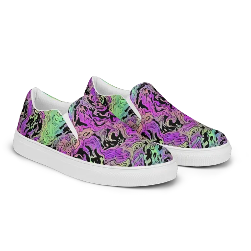 Psychedelic Ink on a Men's Slip-On Canvas Shoes
