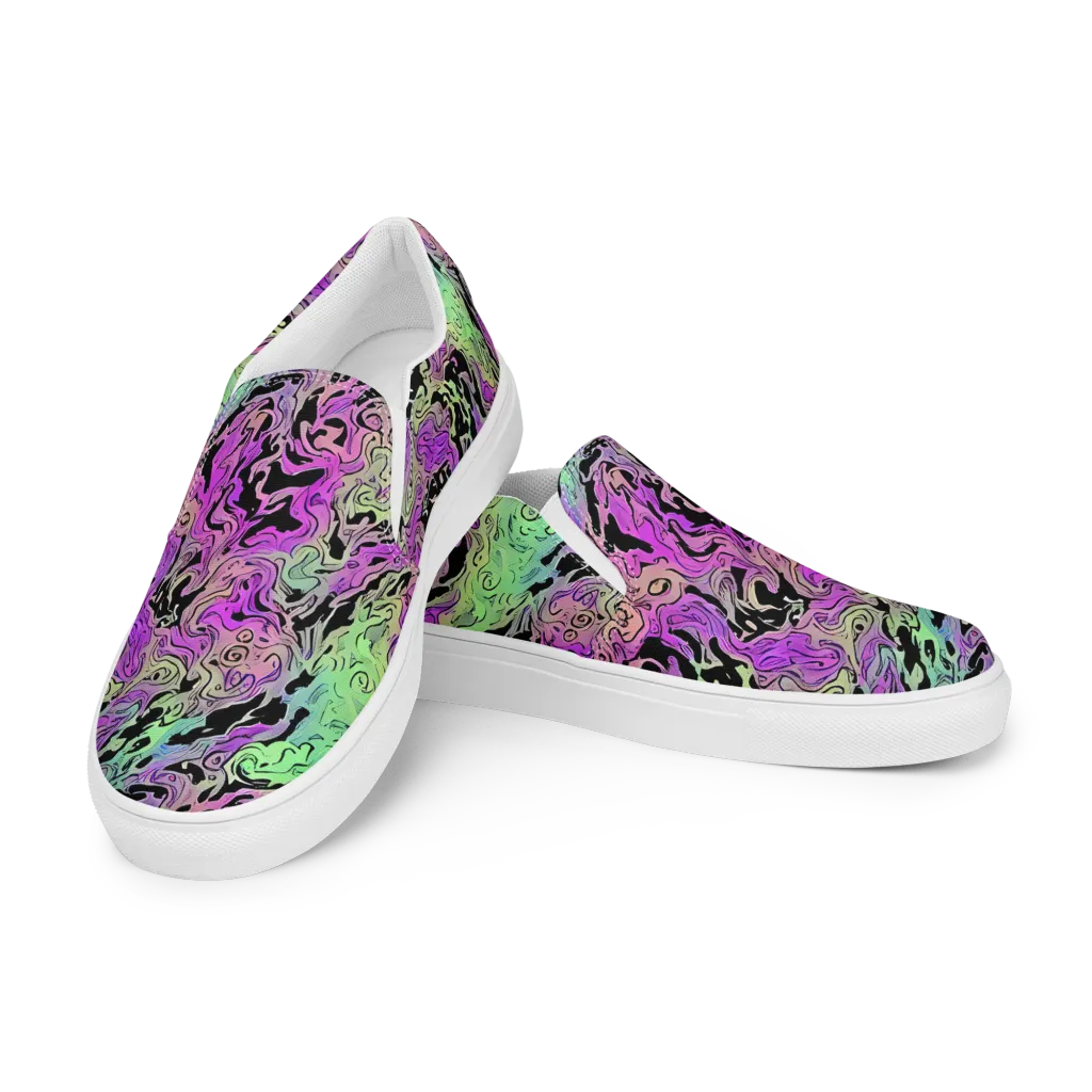 Psychedelic Ink on Men's Slip-On Canvas Shoes — Left Front