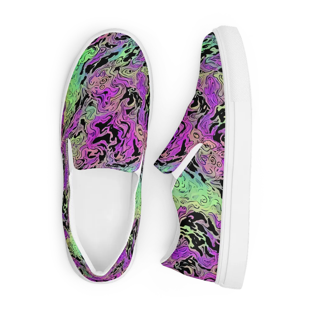 Psychedelic Ink on Men's Slip-On Canvas Shoes — Front