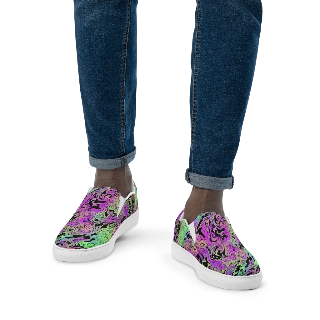 Psychedelic Ink on Men's Slip-On Canvas Shoes — Front