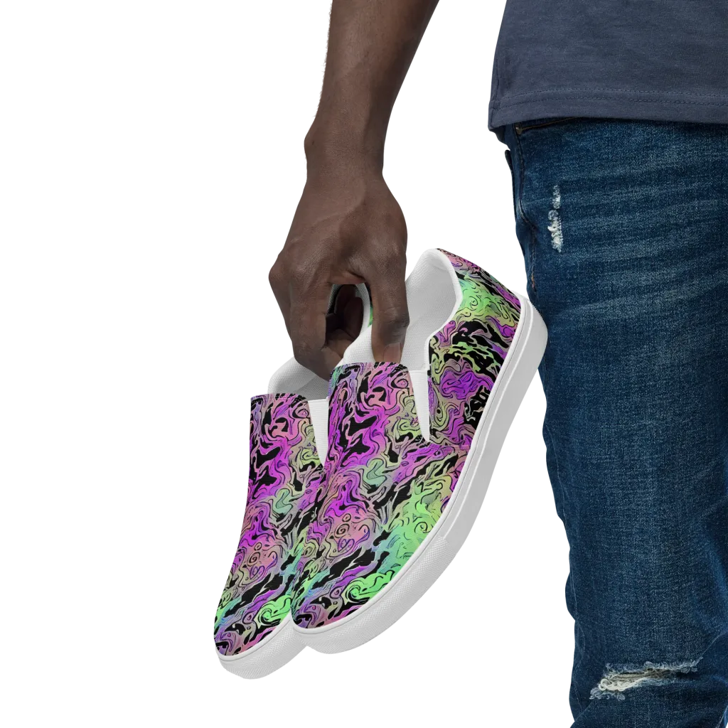 Psychedelic Ink on Men's Slip-On Canvas Shoes — Left Front