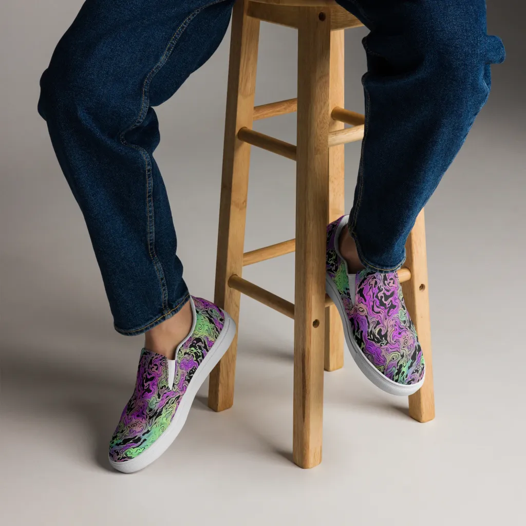 Psychedelic Ink on Men's Slip-On Canvas Shoes — Front