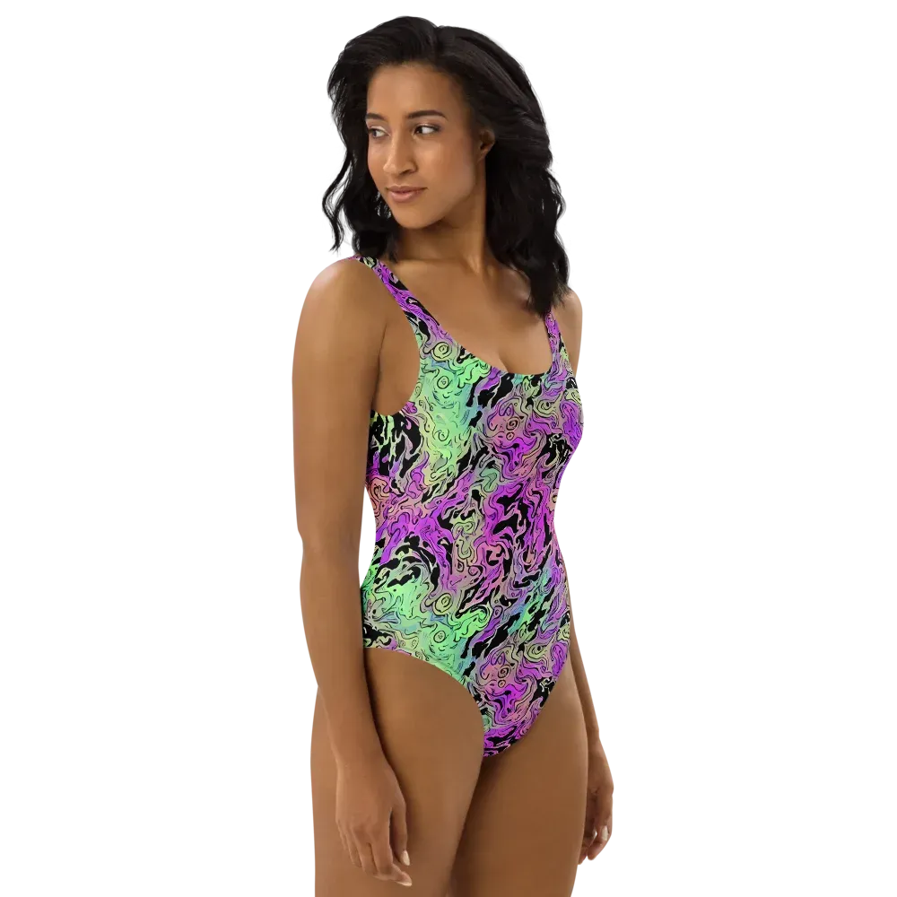 Psychedelic Ink on One-Piece Swimsuit — Right